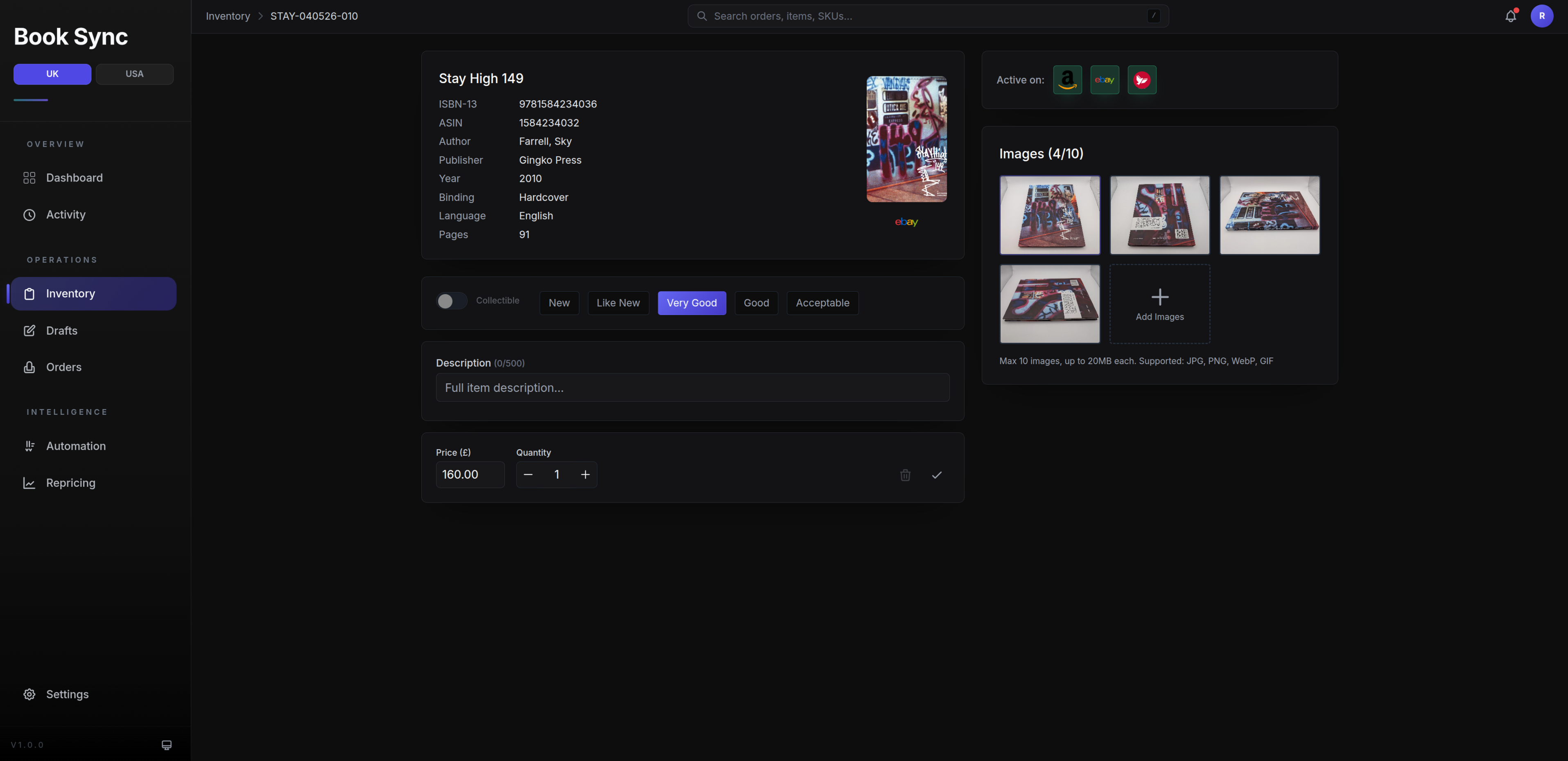 Edit listing with photos